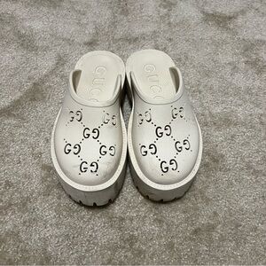 GUCCI Elea perforated rubber platform mules